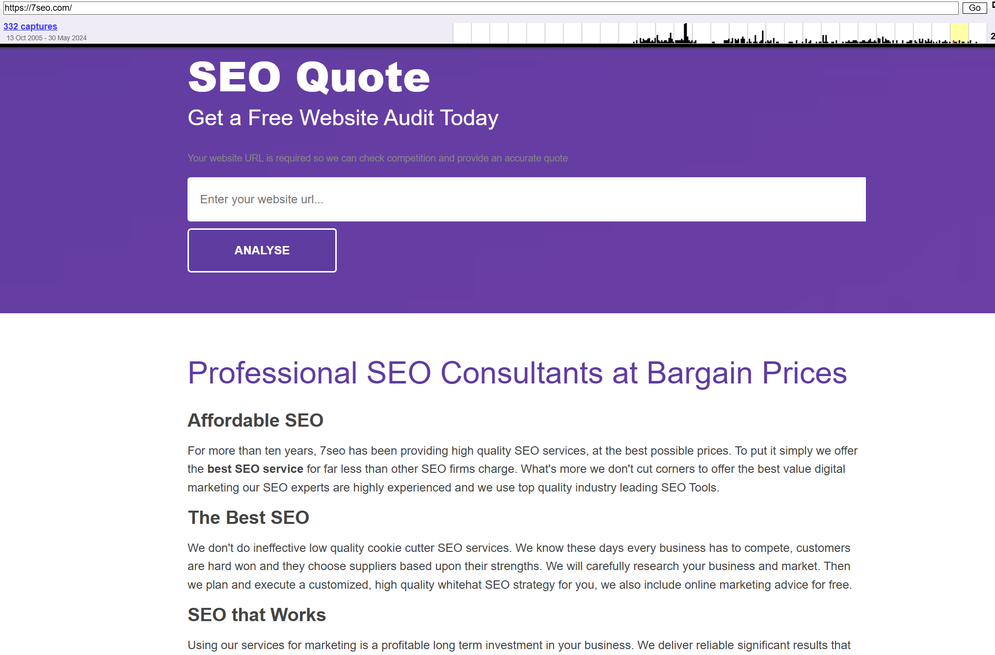 View the old historical archives of 7SEO website in February 2023